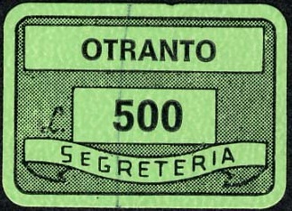 Marca da Bollo del Comune di OTRANTO su Carta Colorata di dimensioni 20 x 14 mm