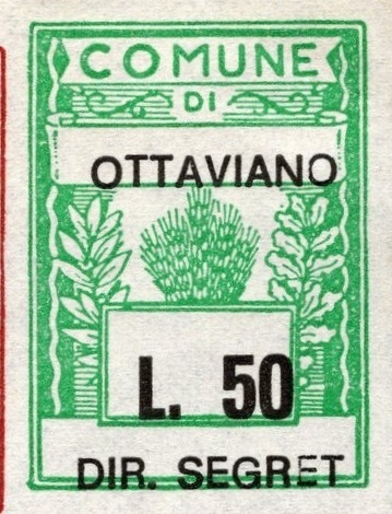 Marca da Bollo del Comune di OTTAVIANO su Carta Bianca di dimensioni 24,5 x 34 mm