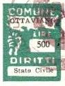 Marca da Bollo del Comune di OTTAVIANO su Carta Bianca di dimensioni 20 x 27 mm