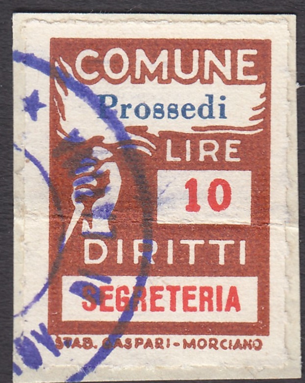 Marca da Bollo del Comune di PACECO su Carta Bianca di dimensioni 18 X 25,5 mm
