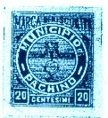 Marca da Bollo del Comune di PACHINO su Carta Bianca di dimensioni 23 x 28 mm