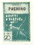 Marca da Bollo del Comune di PACHINO su Carta Bianca Sottile di dimensioni 21,5 x 32 mm