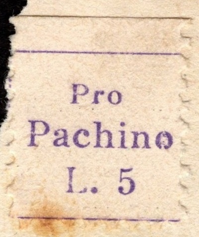 Marca da Bollo del Comune di PACHINO su Carta Bianca di dimensioni 18 x 13 mm