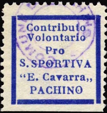 Marca da Bollo del Comune di PACHINO su Carta Bianca di dimensioni 21 x 21 mm