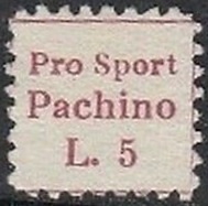 Marca da Bollo del Comune di PACHINO su Carta Bianca di dimensioni 18 x 14 mm