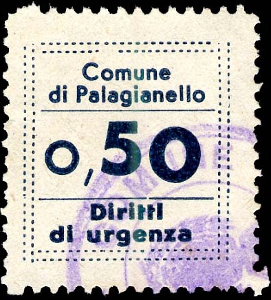 Marca da Bollo del Comune di PALAGIANELLO su Carta Bianca di dimensioni mm