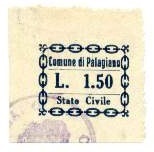 Marca da Bollo del Comune di PALAGIANO su Carta Bianca Sottile di dimensioni 22 x 18 mm