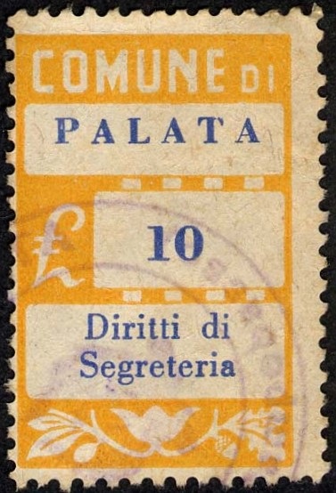 Marca da Bollo del Comune di PALATA su Carta Bianca di dimensioni 20 x 28 mm