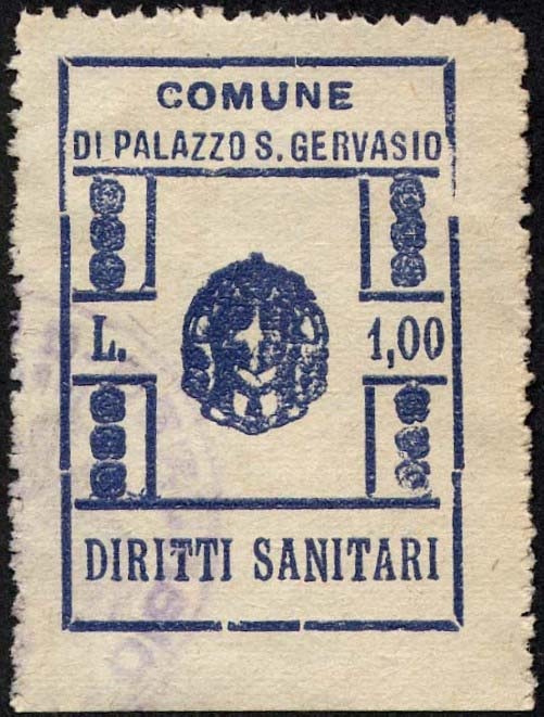 Marca da Bollo del Comune di PALAZZO SAN GERVASIO su Carta Bianca di dimensioni mm