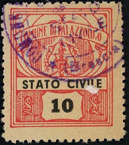 Marca da Bollo del Comune di PALAZZOLO SULL´OGLIO su Carta Bianca di dimensioni 22 x 29 mm