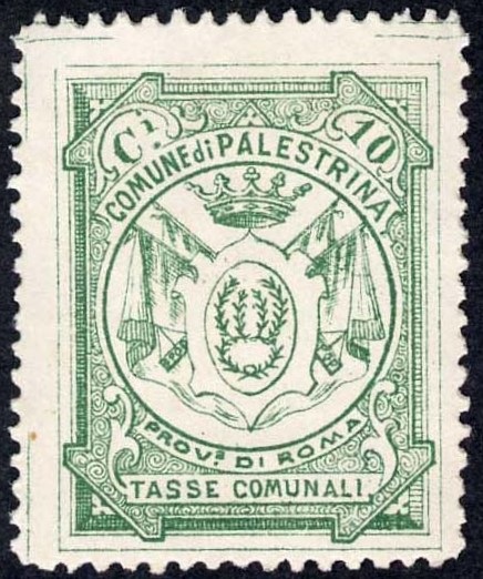 Marca da Bollo del Comune di PALESTRINA su Carta Bianca di dimensioni 24 x 30 mm