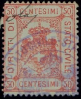 Marca da Bollo del Comune di PALMA DI MONTECHIARO su Carta Bianca di dimensioni 23,5 x 29,5 mm