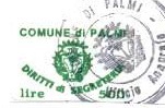 Marca da Bollo del Comune di PALMI su Carta Bianca di dimensioni 22 x 15 mm