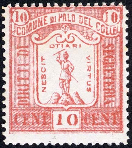 Marca da Bollo del Comune di PALO DEL COLLE su Carta Bianca di dimensioni 26 x 29,5 mm