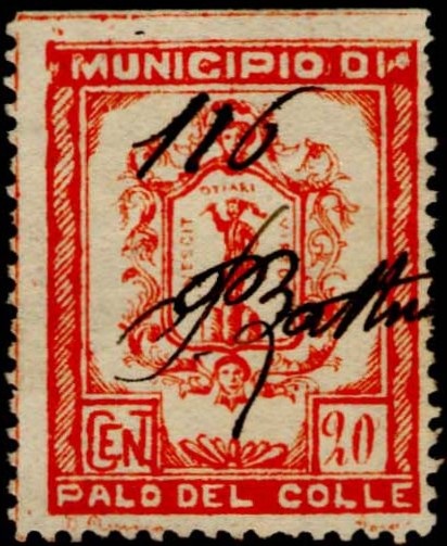 Marca da Bollo del Comune di PALO DEL COLLE su Carta Bianca di dimensioni 26 x 29,5 mm