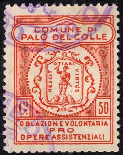 Marca da Bollo del Comune di PALO DEL COLLE su Carta Bianca di dimensioni 26 x 29 mm