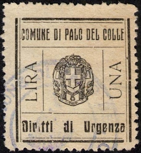 Marca da Bollo del Comune di PALO DEL COLLE su Carta Bianca di dimensioni 24,5 x 26,5 mm