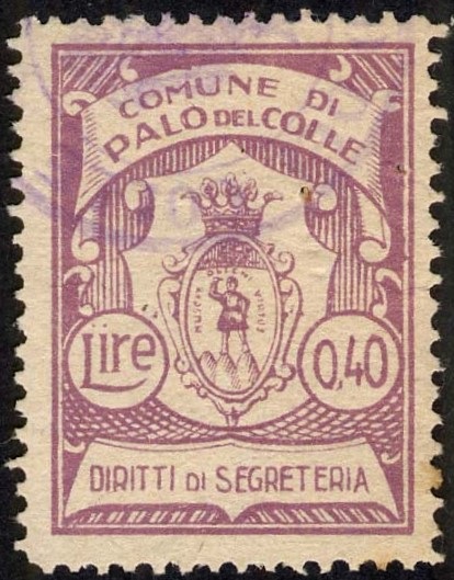 Marca da Bollo del Comune di PALO DEL COLLE su Carta Bianca Sottile di dimensioni 22,5 x 31 mm