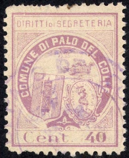 Marca da Bollo del Comune di PALO DEL COLLE su Carta Bianca Sottile di dimensioni 22,5 x 31 mm