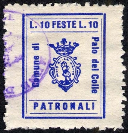 Marca da Bollo del Comune di PALO DEL COLLE su Carta Bianca di dimensioni 19,5 x 24 mm