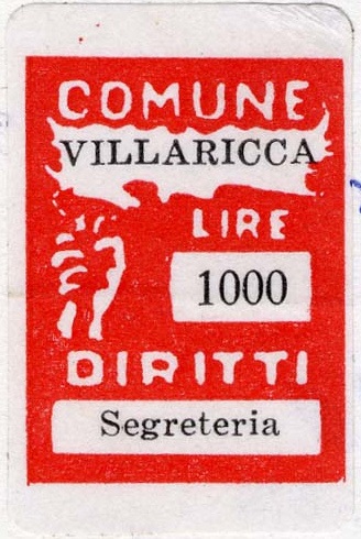 Marca da Bollo del Comune di VILLARICCA su Carta Bianca di dimensioni 13 x 17 mm