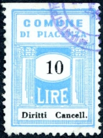 Marca da Bollo del Comune di PARMA su Carta Bianca di dimensioni mm