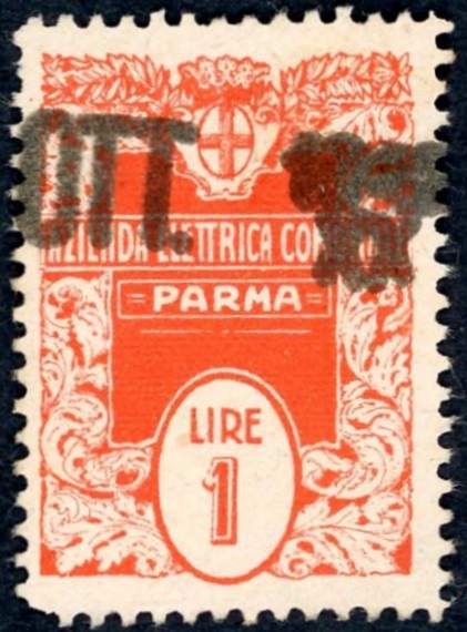 Marca da Bollo del Comune di PARMA su Carta Bianca di dimensioni 22 x 31 mm