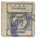 Marca da Bollo del Comune di PARMA su Carta Bianca di dimensioni 22 x 28 mm