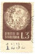 Marca da Bollo del Comune di PARMA su Carta Bianca di dimensioni 23 x 30,5 mm