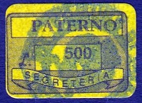 Marca da Bollo del Comune di PATERNO´ su Carta Bianca di dimensioni 20 x 13,5 mm