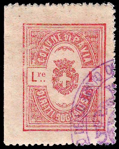 Marca da Bollo del Comune di PAVIA su Carta Bianca di dimensioni 23 X 30 mm