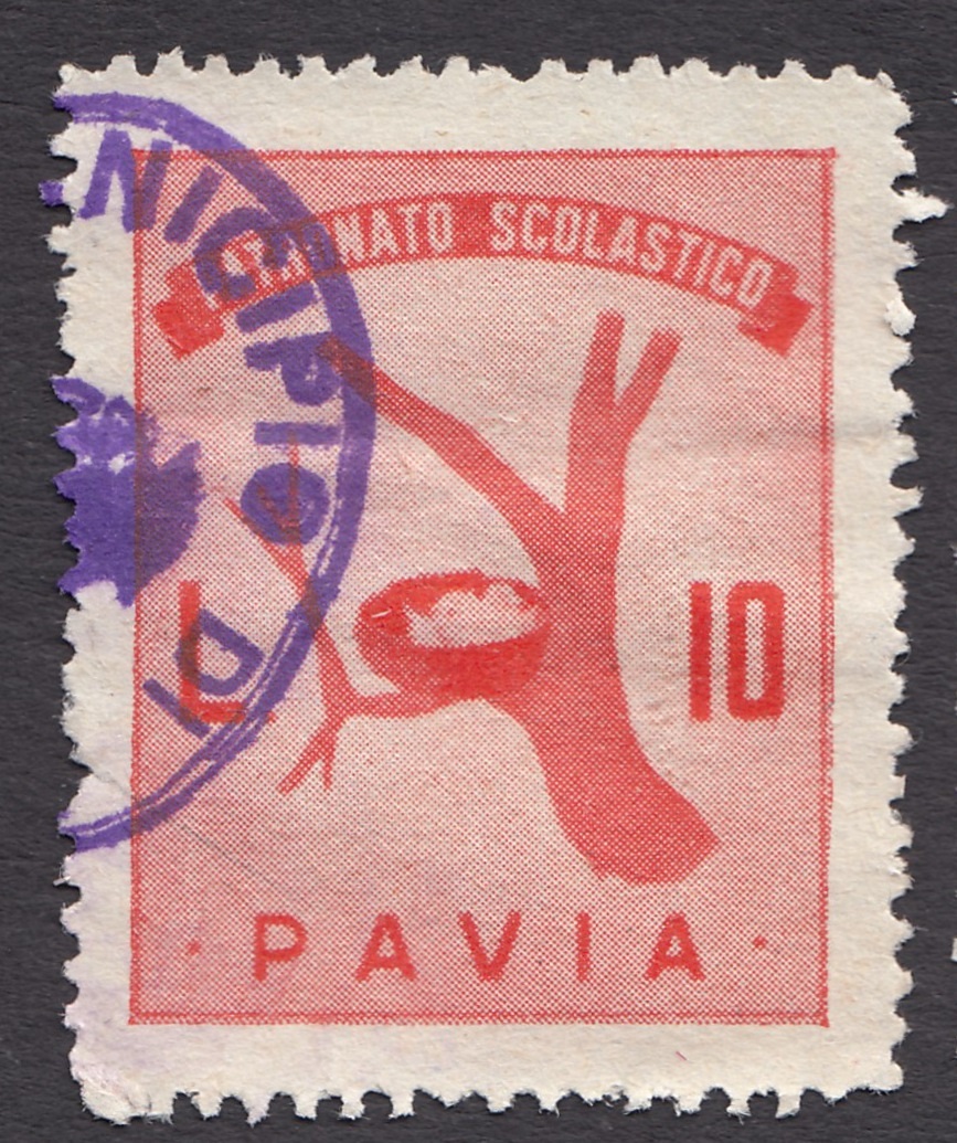 Marca da Bollo del Comune di PAVIA su Carta Bianca di dimensioni 25 x 31,5 mm