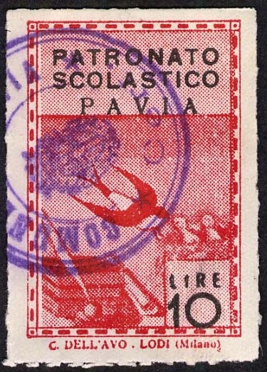 Marca da Bollo del Comune di PAVIA su Carta Bianca di dimensioni 21,5 x 32,5 mm