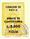 Marca da Bollo del Comune di PAVIA su Carta Bianca di dimensioni 21,5 x 32 mm
