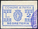 Marca da Bollo del Comune di PAVIA su Carta Bianca di dimensioni 26 x 18,5 mm
