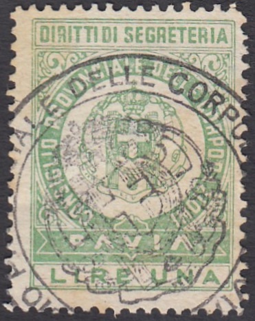 Marca da Bollo del Comune di PAVIA su Carta Bianca di dimensioni 23 X 30 mm
