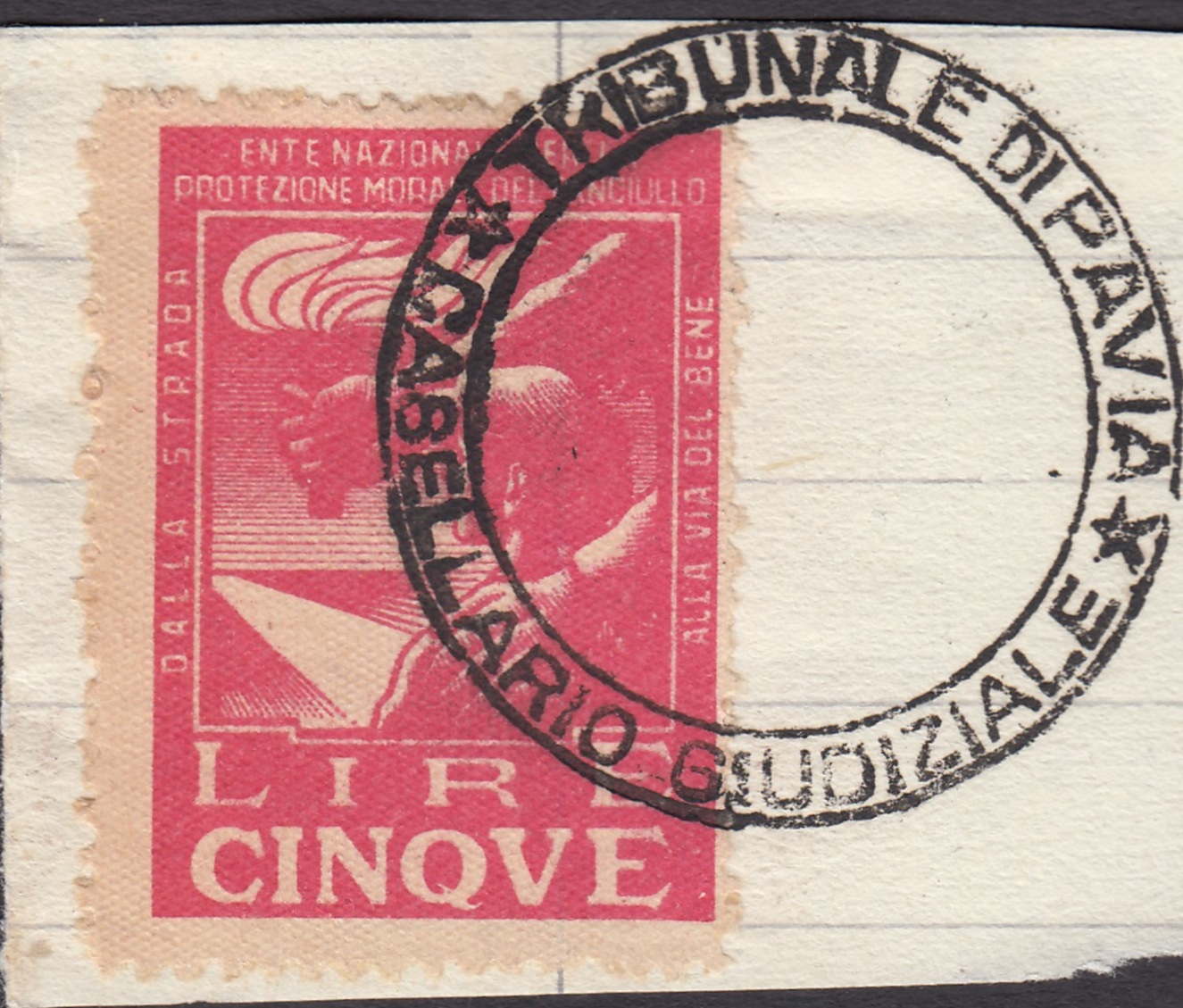 Marca da Bollo del Comune di PAVIA su Carta Bianca di dimensioni 25 x 35 mm