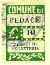 Marca da Bollo del Comune di PEDACE su Carta Bianca Sottile di dimensioni 19,5 x 28 mm
