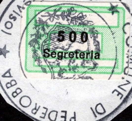 Marca da Bollo del Comune di PEDEROBBA su Carta Bianca di dimensioni 19 x 13 mm