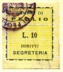 Marca da Bollo del Comune di PEGLIO MARCHE su Carta Bianca Sottile di dimensioni 24 x 26,5 mm