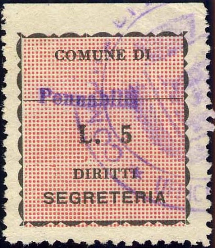 Marca da Bollo del Comune di PENNABILLI su Carta Bianca di dimensioni 26 x 33 mm