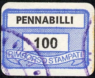 Marca da Bollo del Comune di PENNABILLI su Carta Bianca di dimensioni 19 x 14 mm