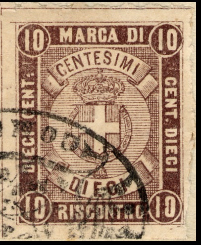 Marca da Bollo del Comune di PERGOLA su Carta Bianca di dimensioni 23,5 x 29,5 mm