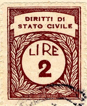 Marca da Bollo del Comune di PERGOLA su Carta Bianca di dimensioni 22,5 x 29 mm