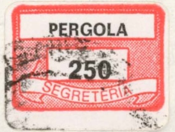 Marca da Bollo del Comune di PERGOLA su Carta Bianca di dimensioni 19 x 13 mm