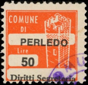 Marca da Bollo del Comune di PERLEDO su Carta Bianca di dimensioni 20 x 20 mm