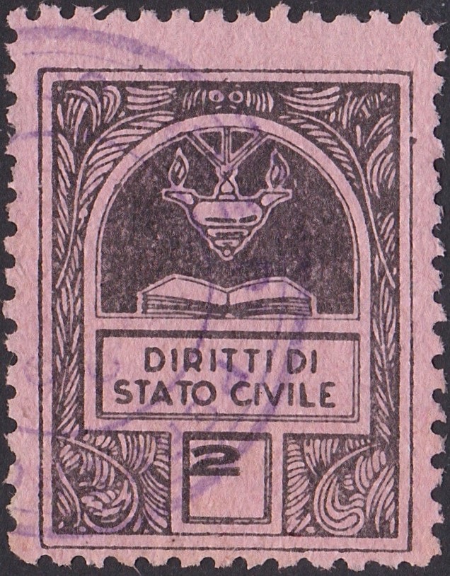 Marca da Bollo del Comune di PERRERO su Carta Colorata di dimensioni 22 x 28,5 mm