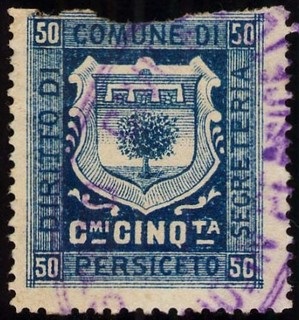 Marca da Bollo del Comune di SAN GIOVANNI IN PERSICETO su Carta Bianca Sottile di dimensioni 22 x 25,5 mm