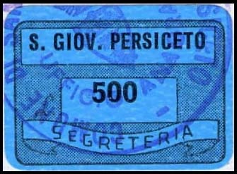 Marca da Bollo del Comune di SAN GIOVANNI IN PERSICETO su Carta Bianca di dimensioni 20 x 14 mm