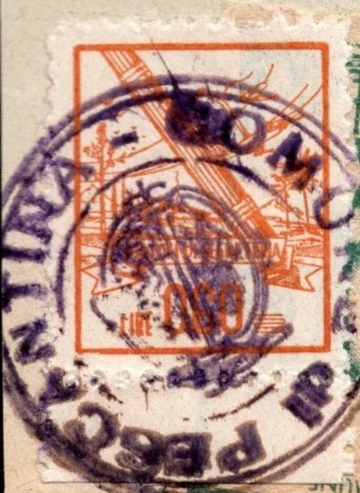 Marca da Bollo del Comune di PESCANTINA su Carta Bianca di dimensioni 22 x 26 mm